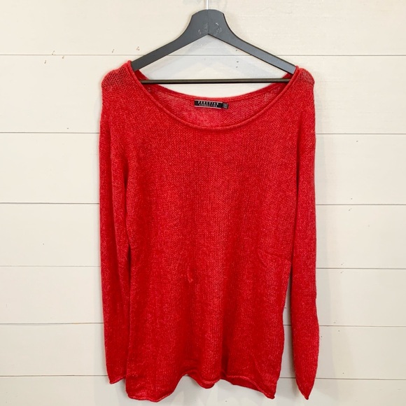 Peruvian Connection Vibrant Red Knit Sweater 100% Royal Alpaca size large - Picture 1 of 9